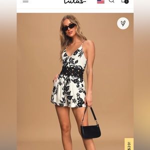 Lulus white and black floral romper